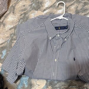 Ralph Lauren Navy and White Check Button-Down Shirt